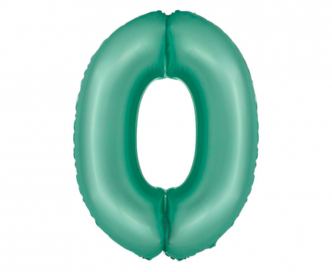 Balon za rojstni dan – številka 0, mint barva, 76 cm