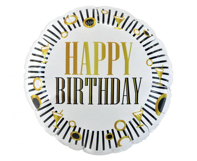 Folija balon - Happy Birthday, 45cm, bijela boja