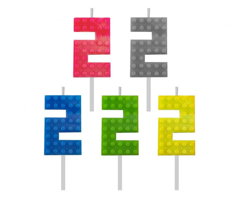 Svečka za torto številka 2 – Blocks, 1 kos, 9 cm