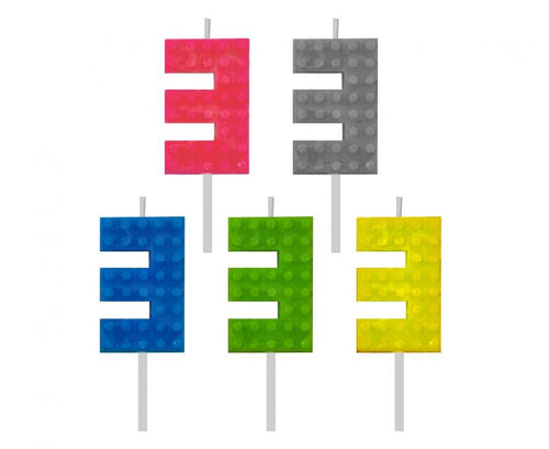 Svečka za torto številka 3 – Blocks, 1 kos, 9 cm