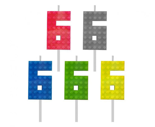 Svečka za torto številka 6 – Blocks, 1 kos