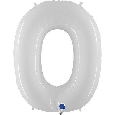 Rođendanski balon broj 0 bijele boje 102cm