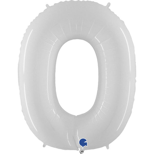 Rođendanski balon broj 0 bijele boje 102cm