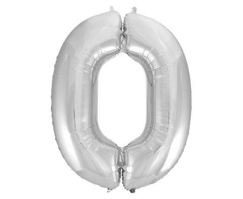 Balon za rojstni dan številka 0, srebrna barva, 86 cm