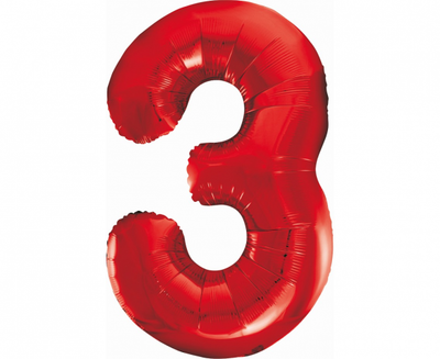 Rođendanski balon broj 3 crvene boje 85cm
