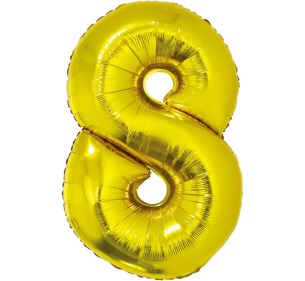 Balon za rojstni dan številka 8, zlata barva, 92cm - Mojbalon
