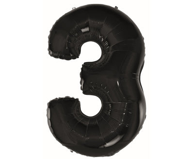 Balon za rojstni dan številka 3, črna barva, 92cm - Mojbalon