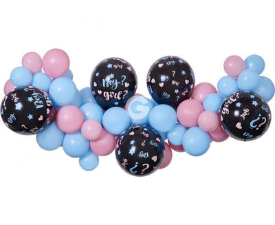 Modro roza dekoracija z baloni za gender reveal party ali razkritje spola