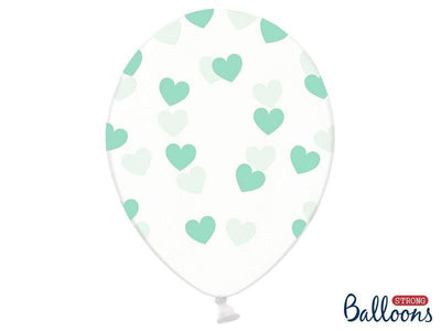 Lateks baloni sa srcima, mint boja, 30 cm, 6 kom
