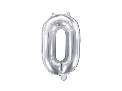 Rođendanski balon broj 0 srebrne boje 35cm