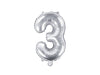 Rođendanski balon broj 3 srebrne boje 35cm