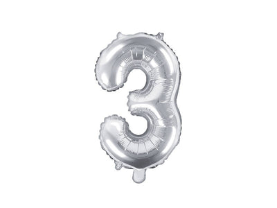 Rođendanski balon broj 3 srebrne boje 35cm