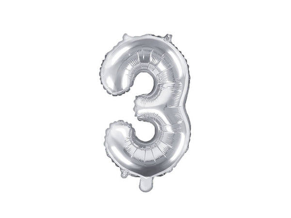 Rođendanski balon broj 3 srebrne boje 35cm