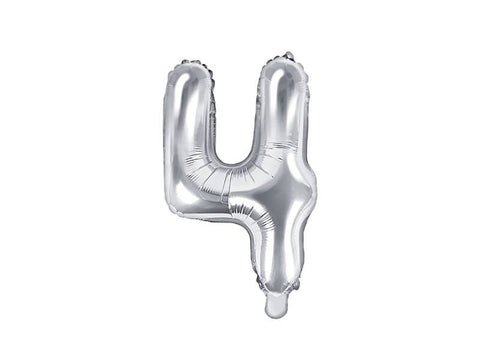 Balon za rojstni dan številka 4, srebrna barva, 35 cm