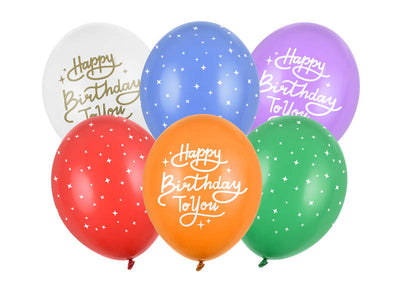 Lateks baloni - Happy Birthday, 30cm, 6 balona