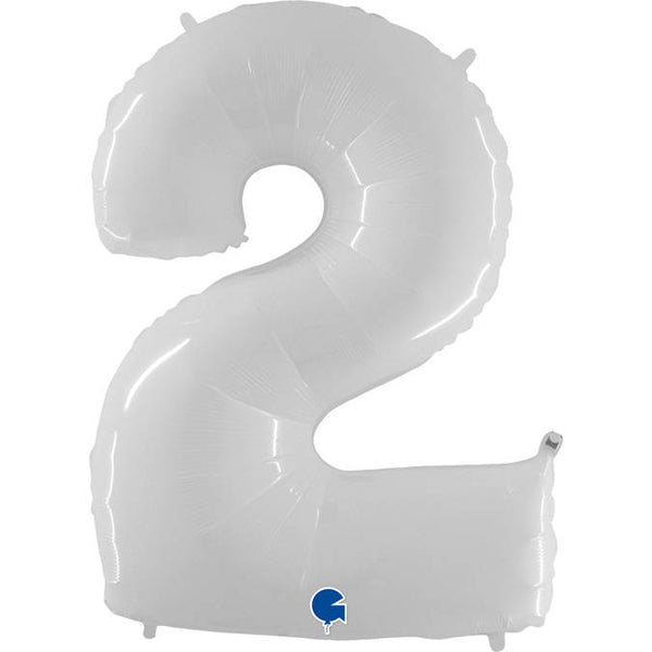 Rođendanski balon broj 2 bijele boje 102cm