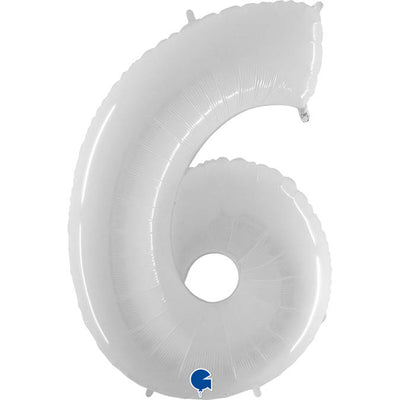 Rođendanski balon broj 6 bijele boje 102cm