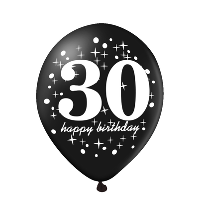 Baloni iz lateksa za 30. rojstni dan, 30cm, 6 balonov - Mojbalon