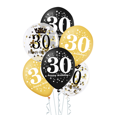 Baloni iz lateksa za 30. rojstni dan, 30cm, 6 balonov - Mojbalon