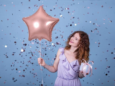 Zvezda folija balon, roze zlatne boje, 48cm
