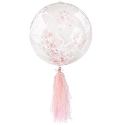 Balon sa konfetima, roze boje, 45 cm