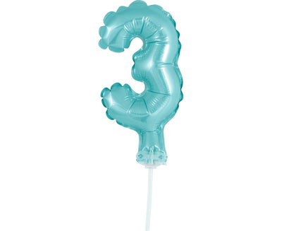 Balon na štapiću za rođendan Broj 3 plavi, 13cm
