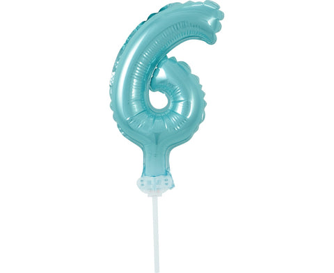 Balon na palčki – številka 6, modra, 13 cm