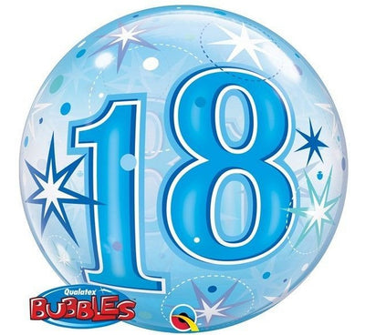 Bubble Balon za 18 rojstni dan, modra barva, 56cm - Mojbalon