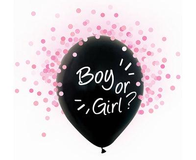 Balon za rojstvo otroka Boy or Girl, roza konfeti (GIRL), 30cm, 4 baloni - mojbalon