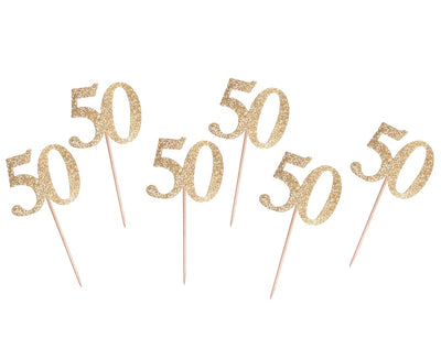 Čačkalice za 50. rođendan, zlatne 6 kom