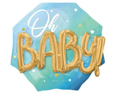 Balon za rojstvo dečka"Oh Baby", modra barva, 76x71cm - mojbalon