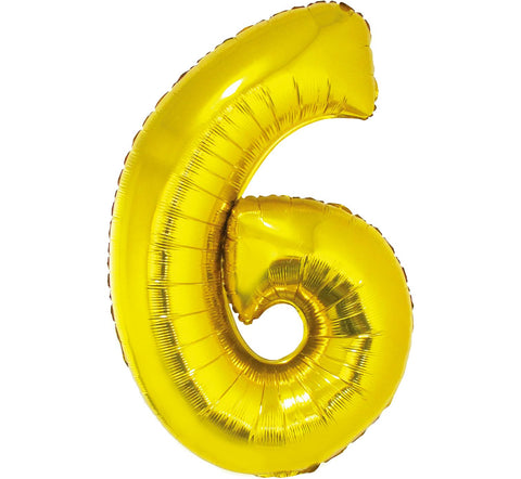 Balon za rojstni dan številka 6, zlata barva, 92 cm