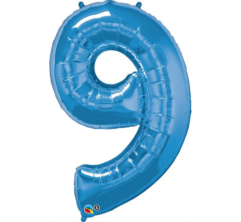 Balon za rojstni dan številka 9, modra barva, 86 cm