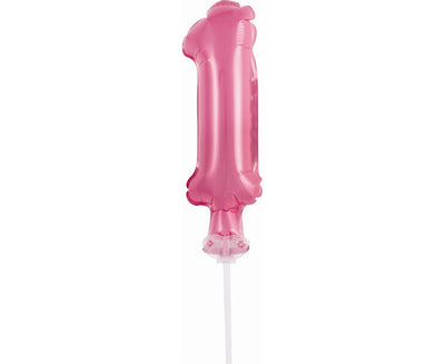 Balon na štapiću za rođendan Broj 1 pink, 13cm